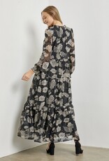 HUSH GRETTA printed L/S maxi dress
