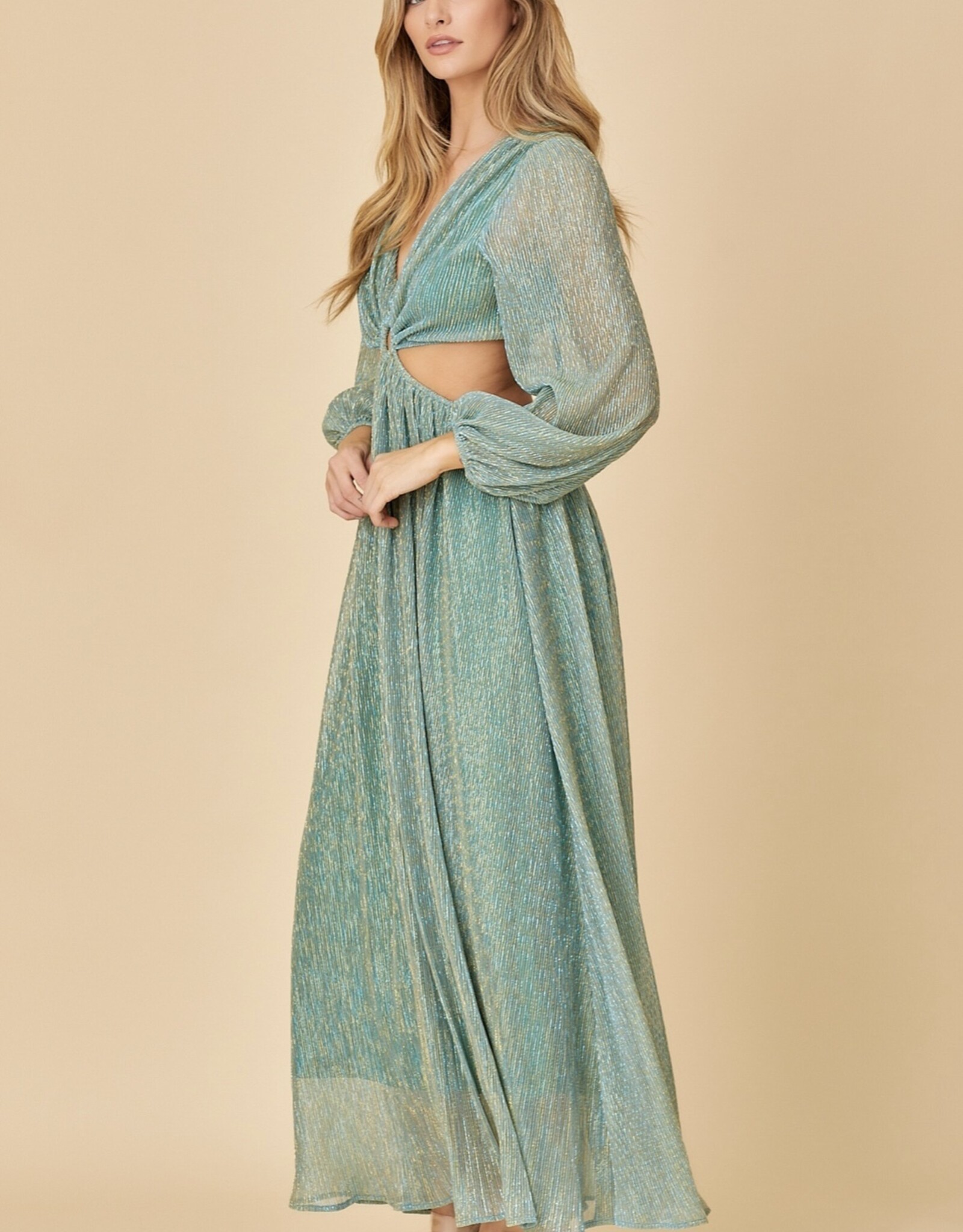 HUSH GWEN iridescent open waist maxi dress