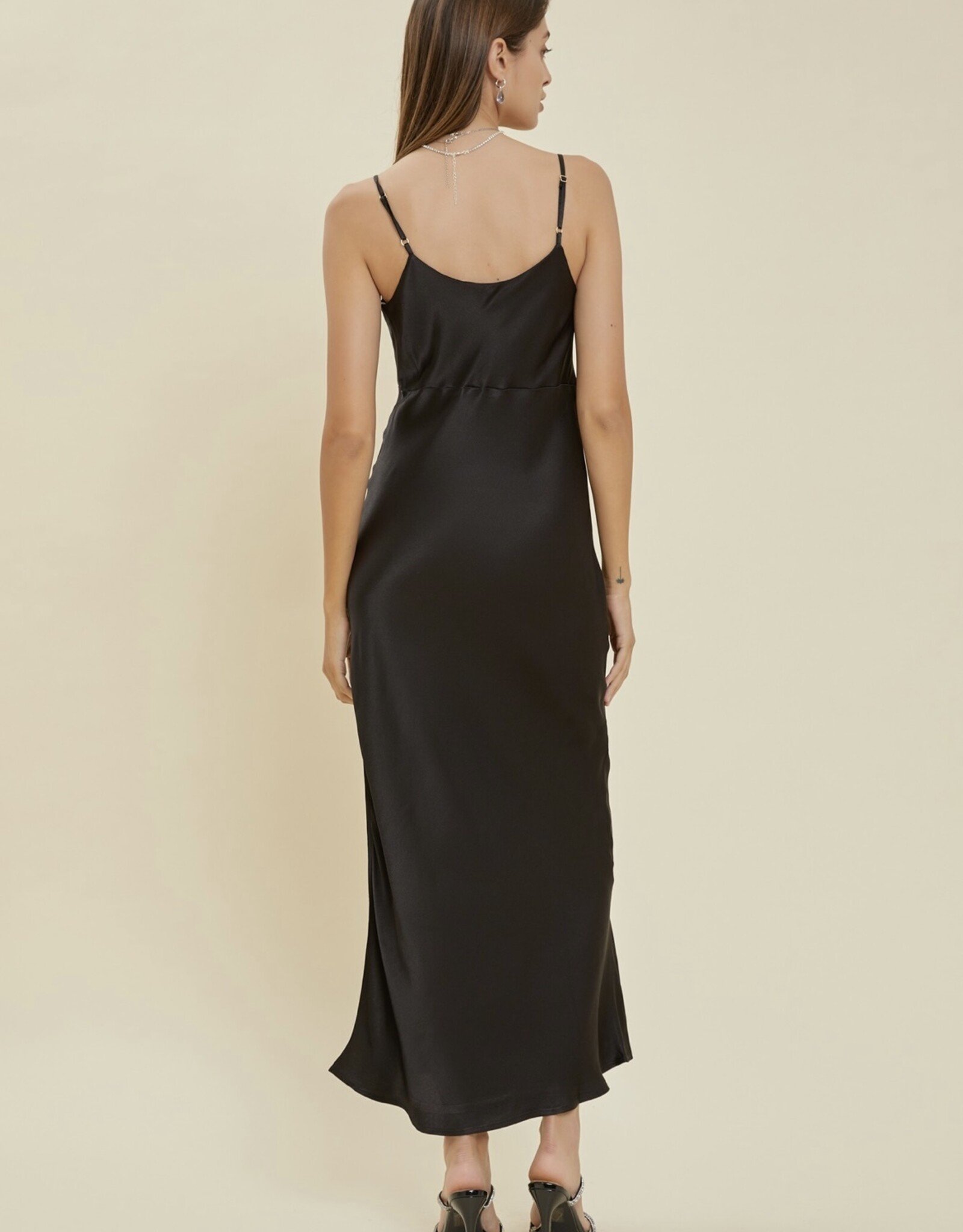 HUSH HARPER cowl neck maxi satin slip dress