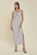 HUSH HARPER cowl neck maxi satin slip dress