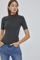 HUSH BLAIR knit mock neck s/s sweater