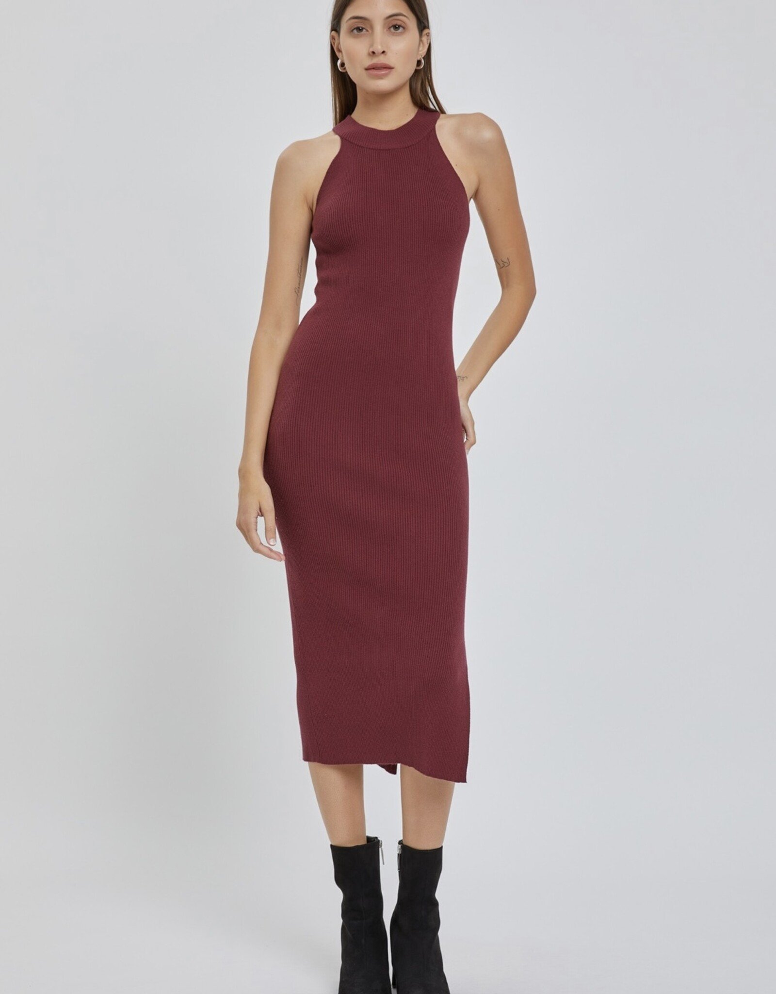 HUSH HELENA ribbed mock neck dress