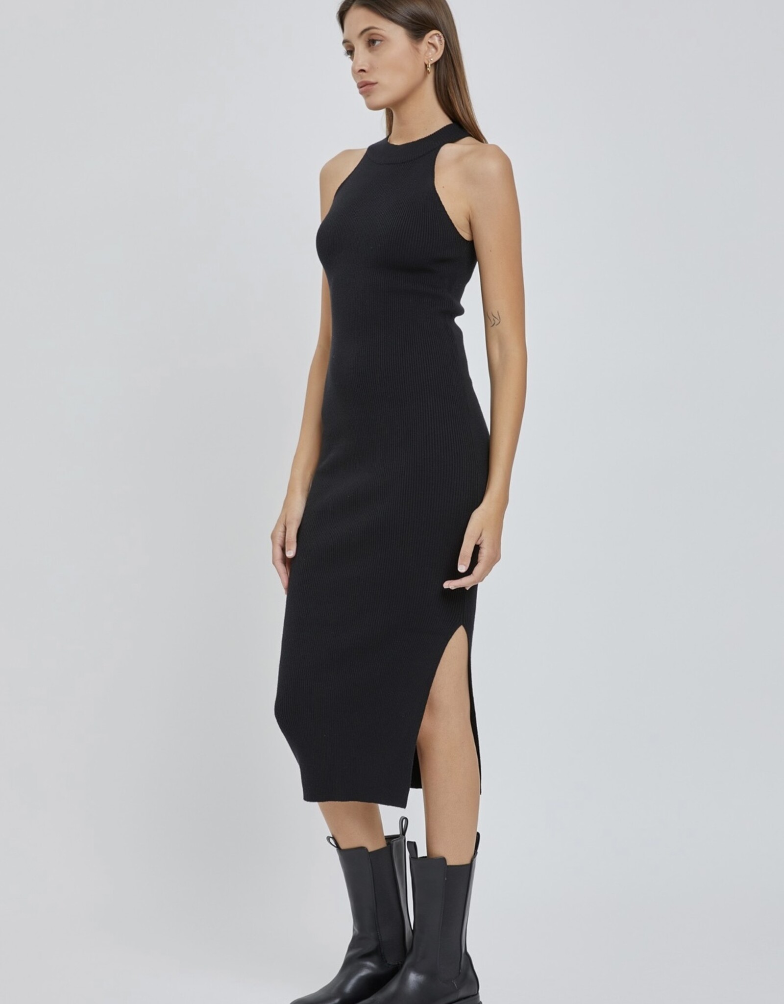 HUSH HELENA ribbed mock neck dress