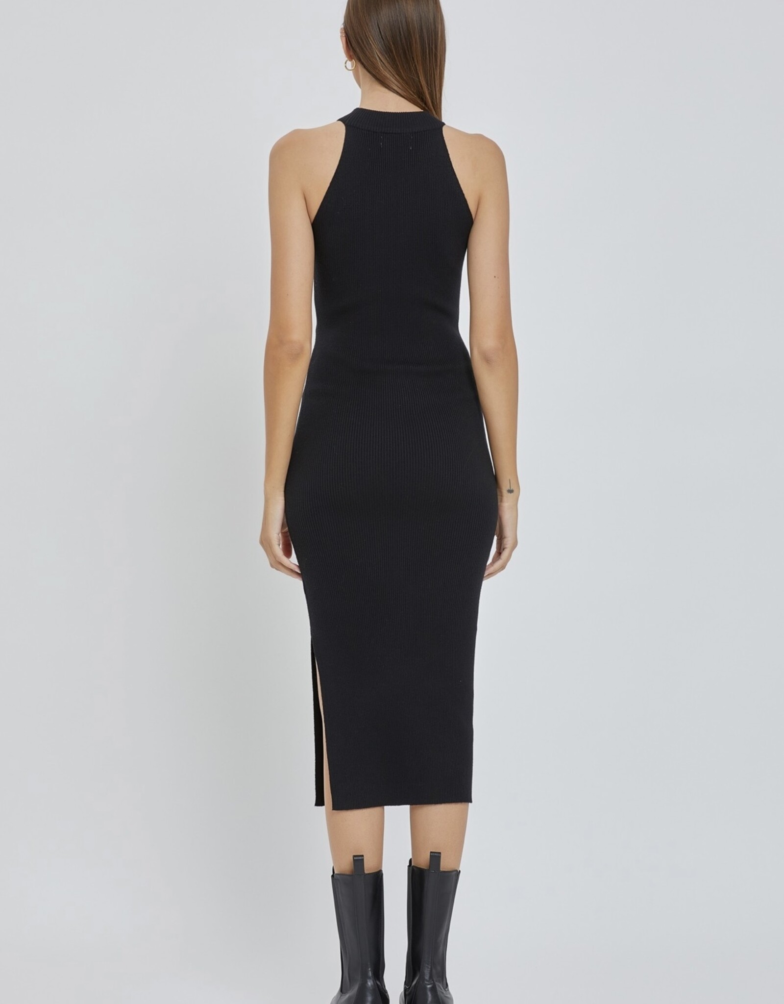 HUSH HELENA ribbed mock neck dress