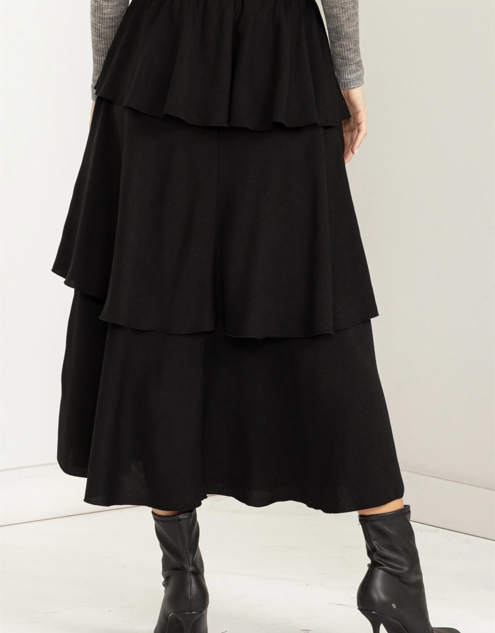 HUSH HENSLEY tiered midi skirt