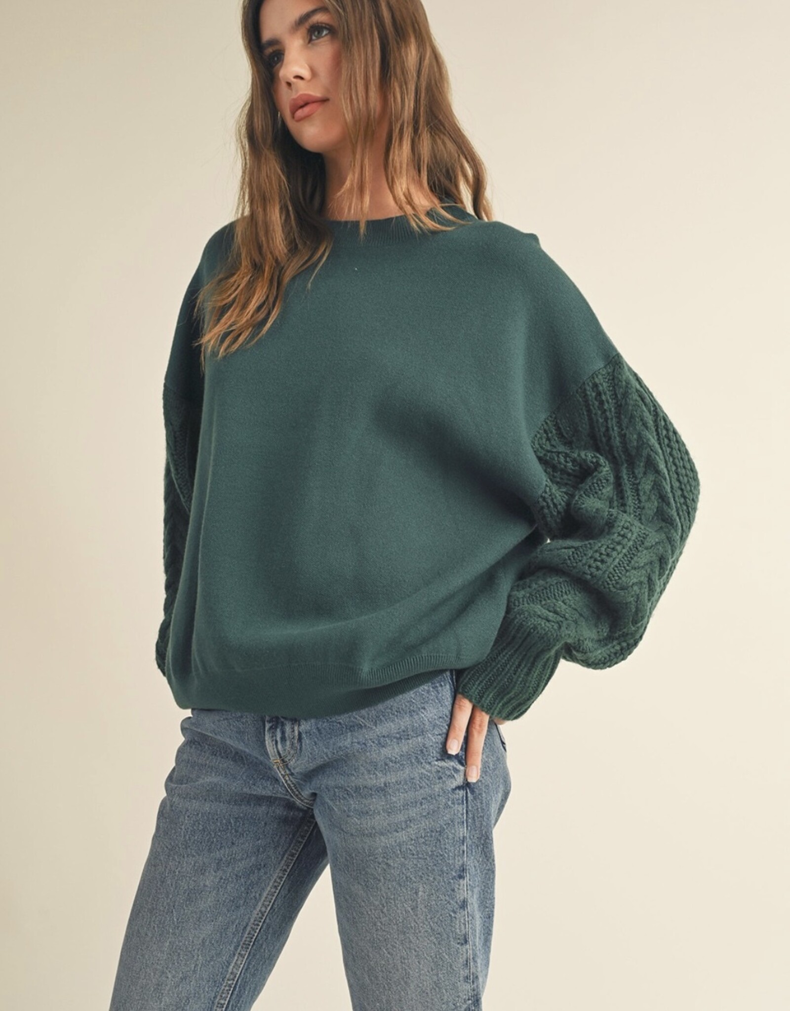 HUSH JULIANA cable knit sleeve sweater