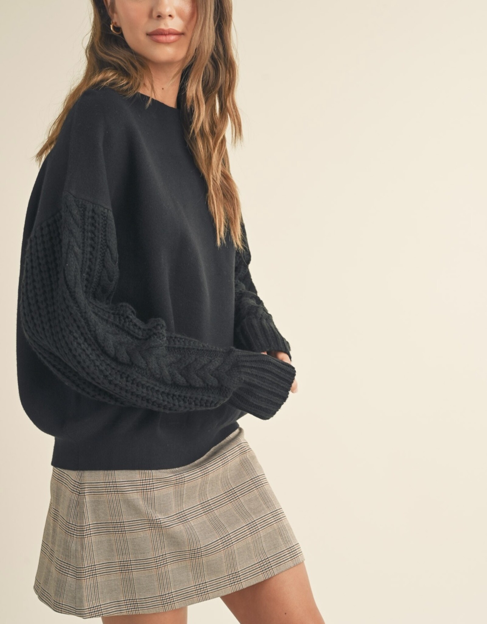 HUSH JULIANA cable knit sleeve sweater