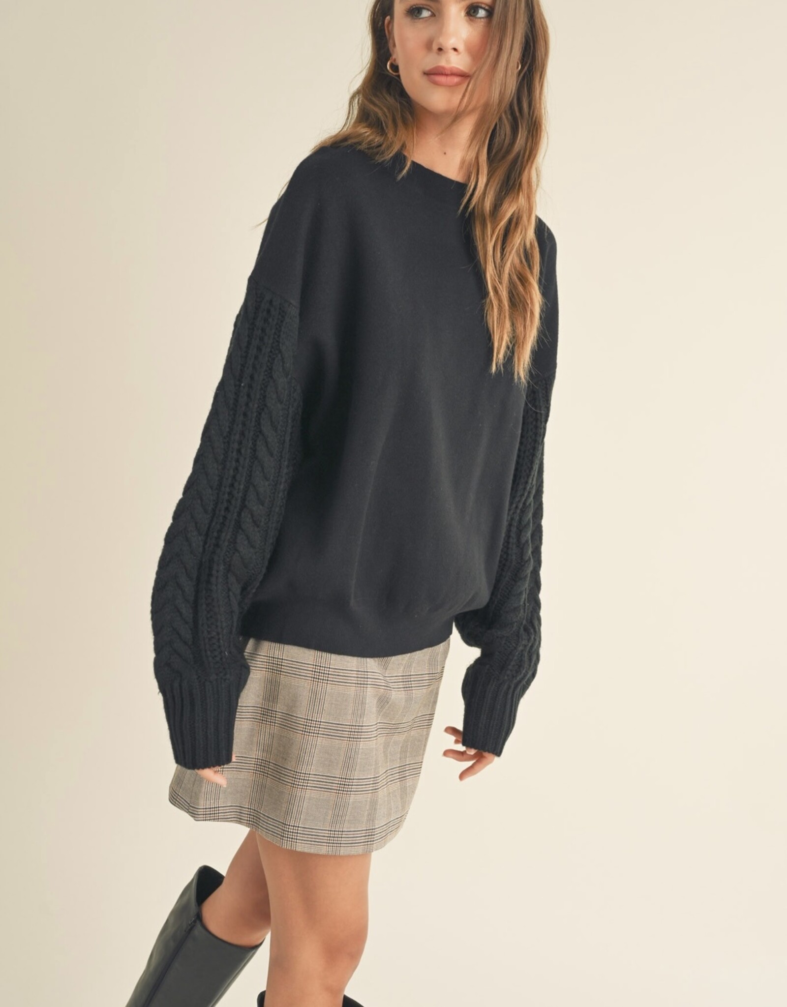 HUSH JULIANA cable knit sleeve sweater