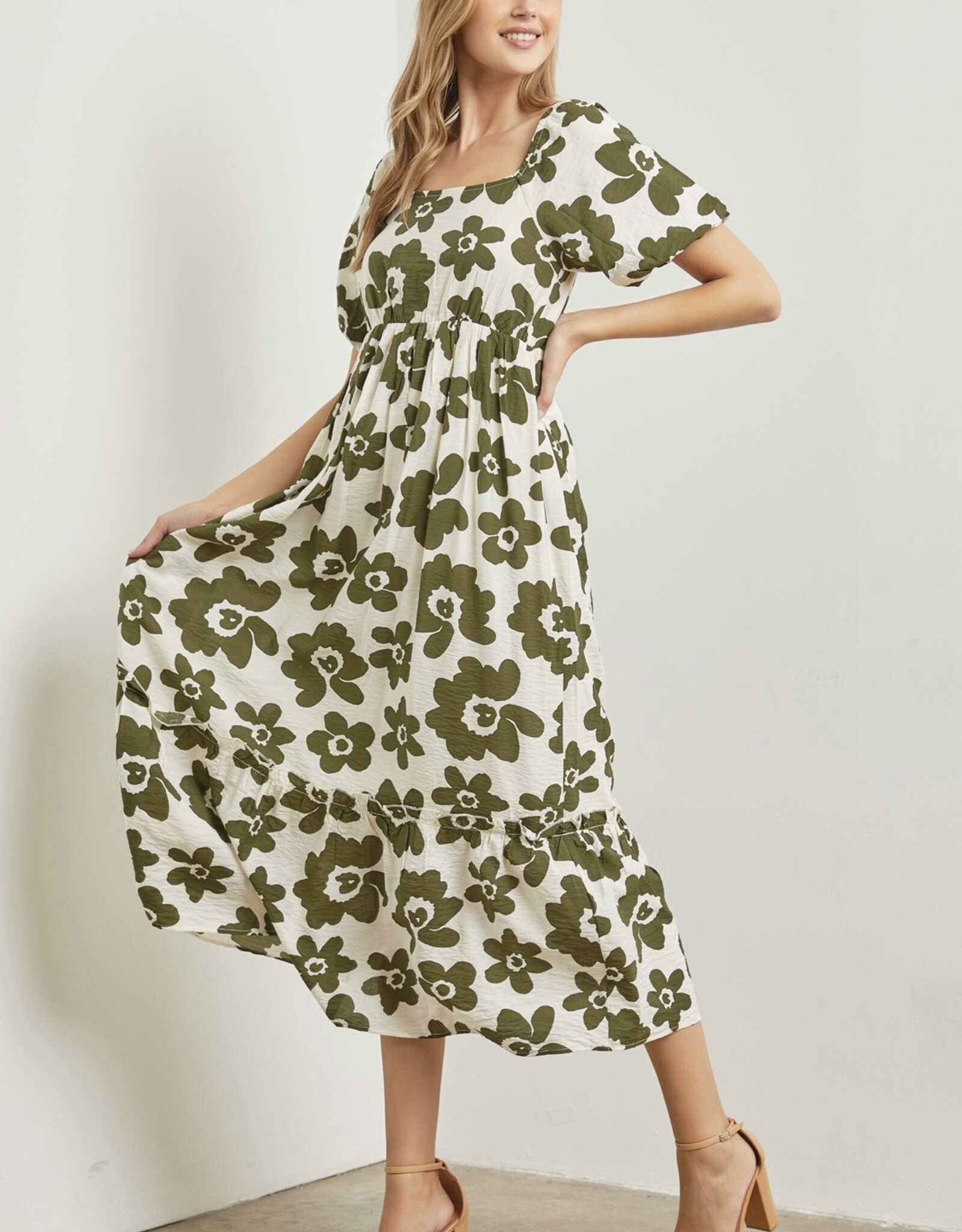 HUSH JOLIE midi length flower print dress