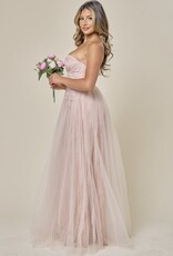 HUSH KARTER strapless tulle embroidred gown