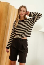 HUSH OSHUN stripe scallop trim sweater