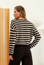 HUSH OSHUN stripe scallop trim sweater