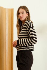 HUSH OSHUN stripe scallop trim sweater