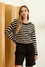 HUSH OSHUN stripe scallop trim sweater