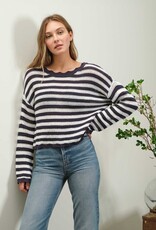 HUSH OSHUN stripe scallop trim sweater