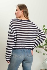 HUSH OSHUN stripe scallop trim sweater