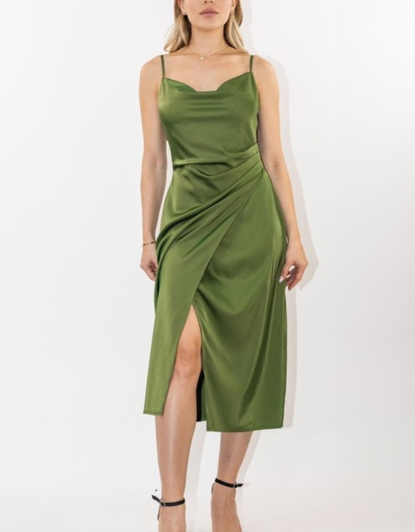 HUSH LESLY midi satin dress
