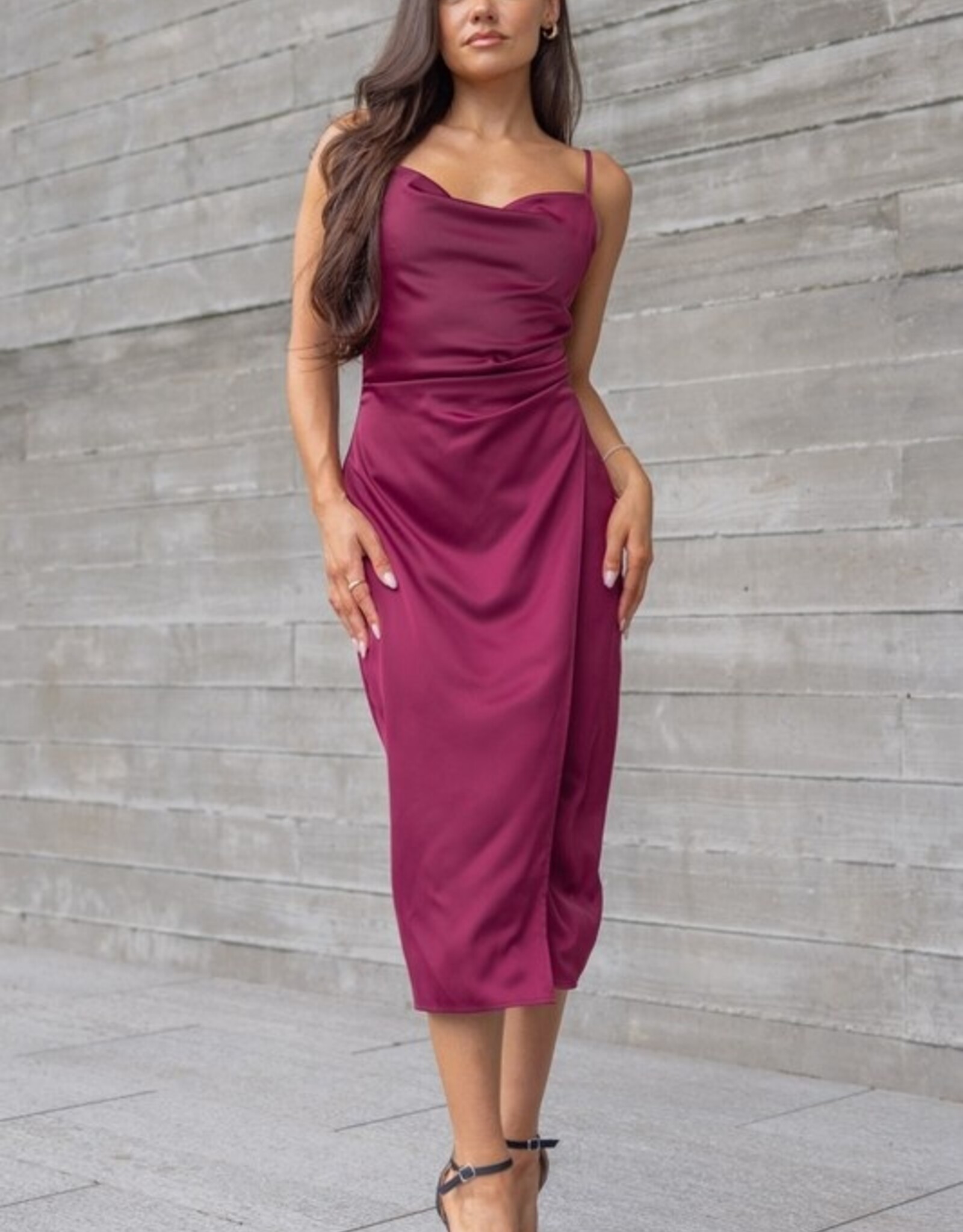 HUSH LESLY midi satin dress