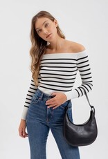HUSH ORION striped off the shoulder sweater