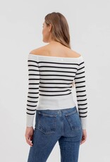 HUSH ORION striped off the shoulder sweater