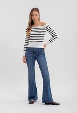HUSH ORION striped off the shoulder sweater