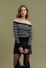 HUSH ORION striped off the shoulder sweater