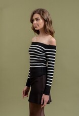HUSH ORION striped off the shoulder sweater