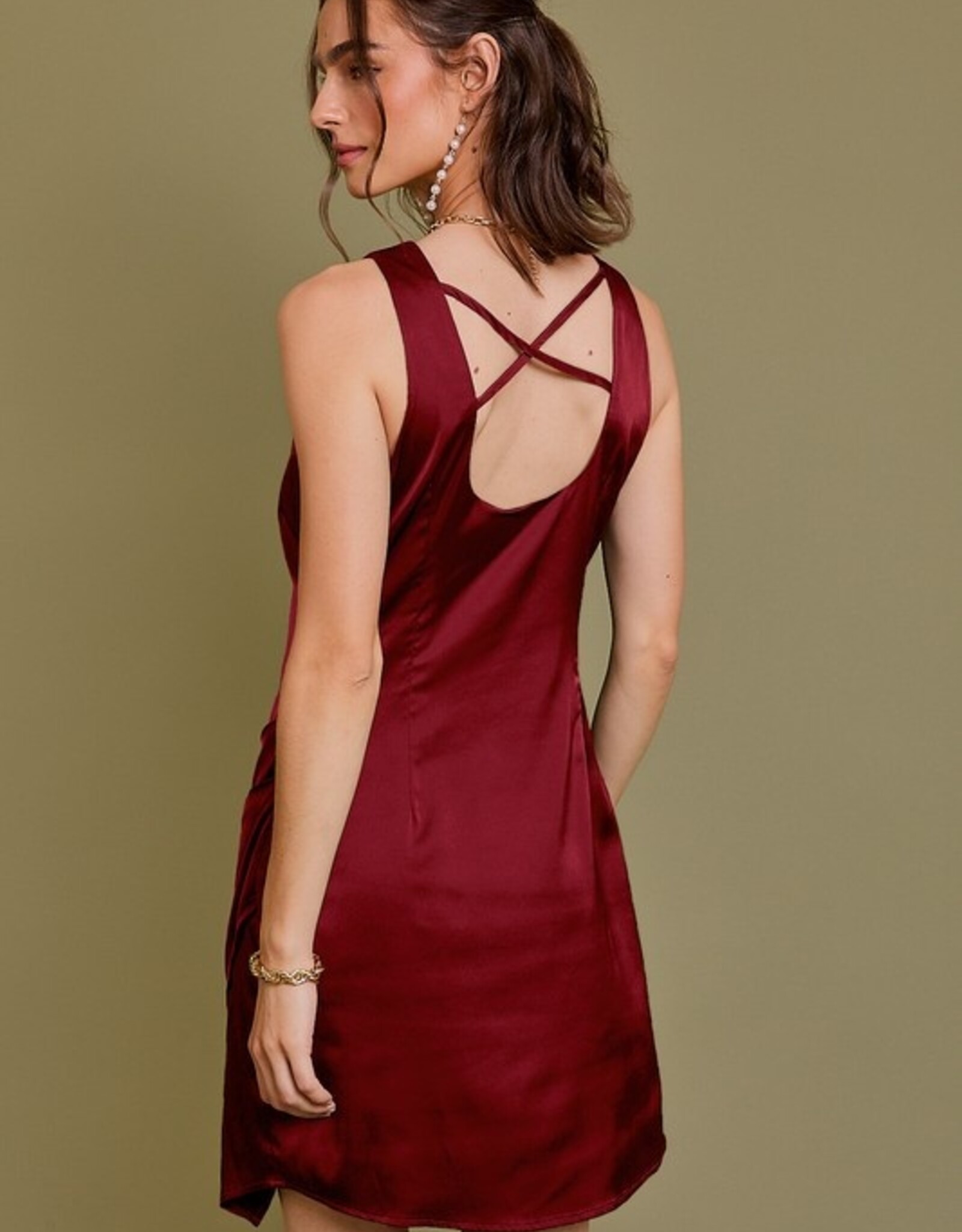 HUSH PRISHA satin asymmetrical hem dress