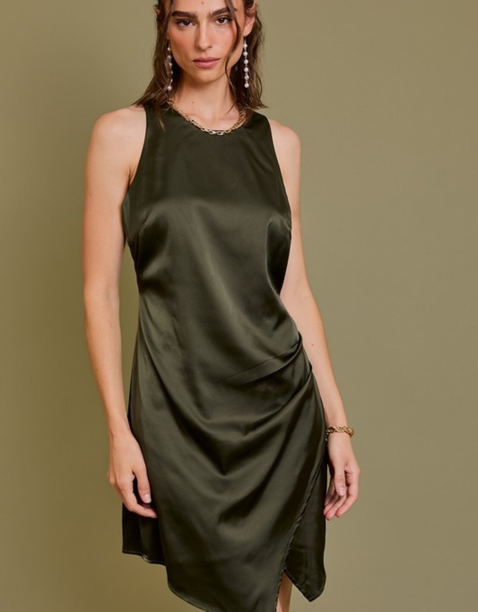 HUSH PRISHA satin asymmetrical hem dress