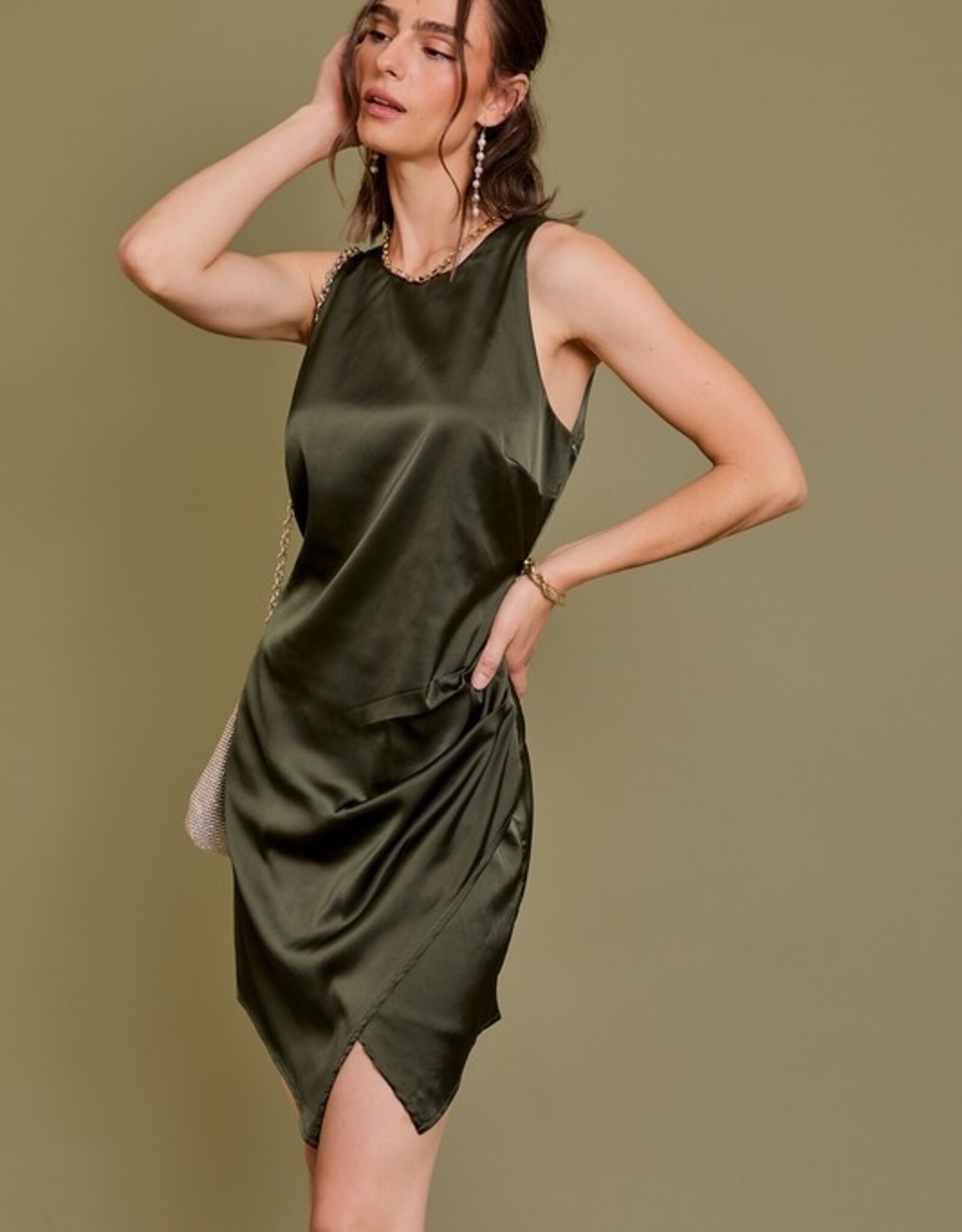 HUSH PRISHA satin asymmetrical hem dress