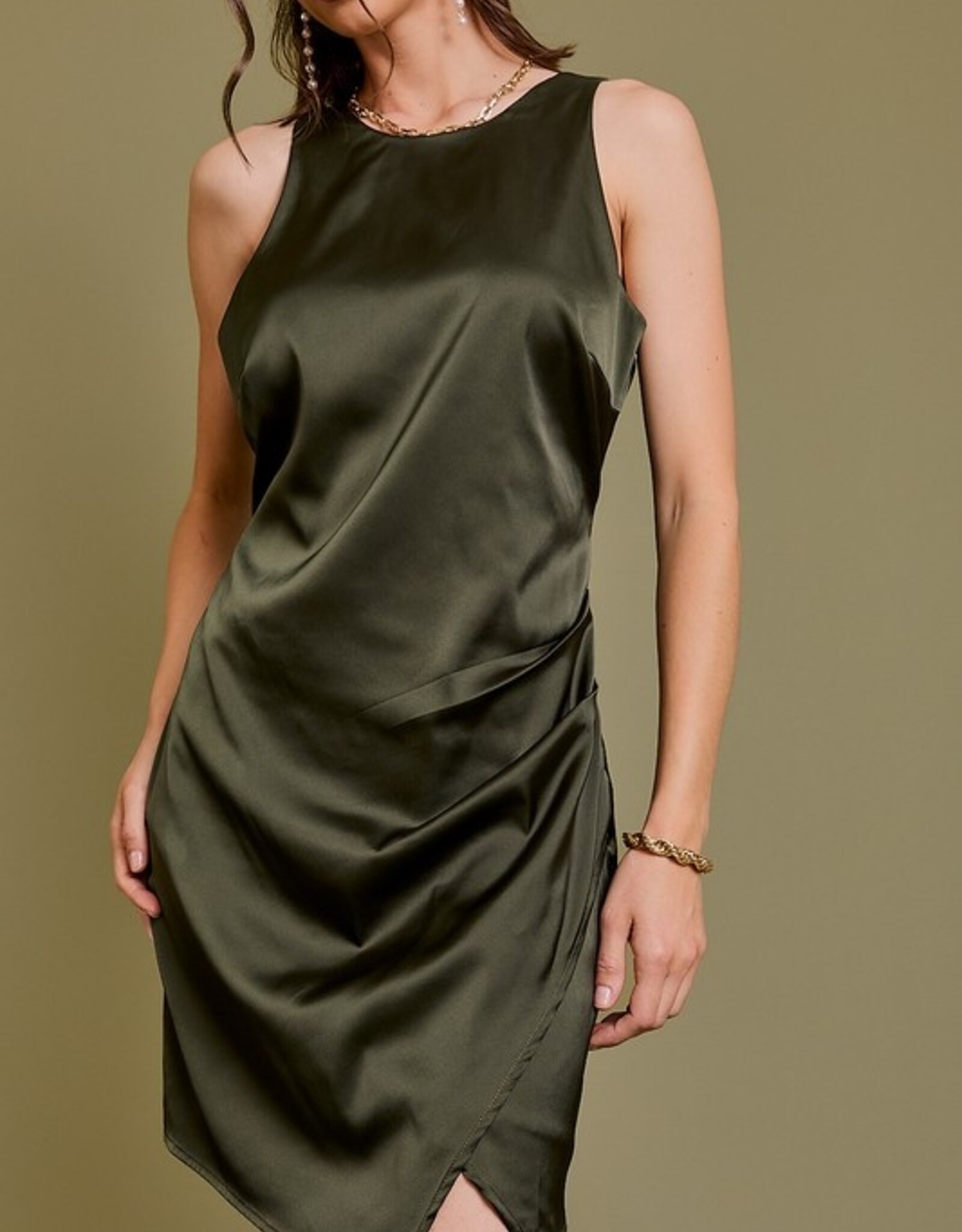 HUSH PRISHA satin asymmetrical hem dress