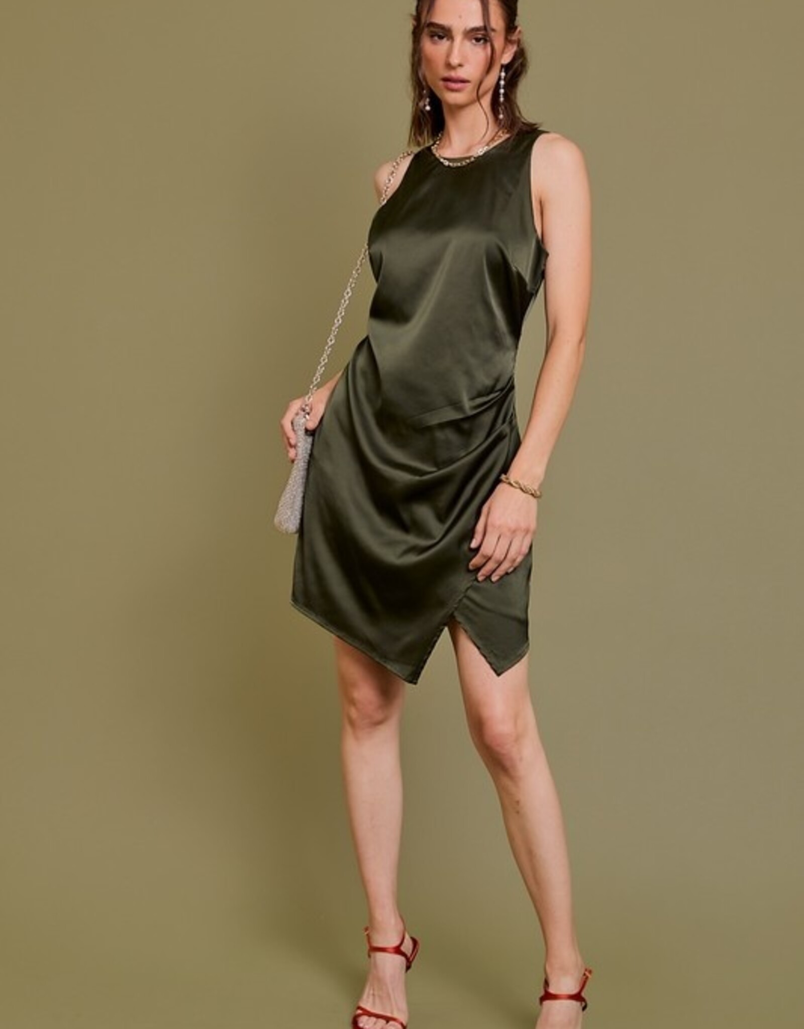 HUSH PRISHA satin asymmetrical hem dress