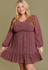 HUSH PHOENIX 3/4 sleeve ditsy print dress