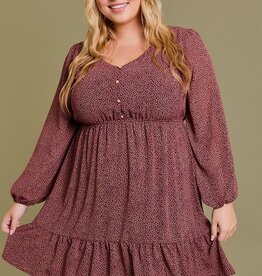 HUSH PHOENIX 3/4 sleeve ditsy print dress