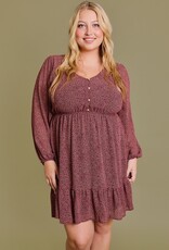 HUSH PHOENIX 3/4 sleeve ditsy print dress