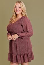 HUSH PHOENIX 3/4 sleeve ditsy print dress