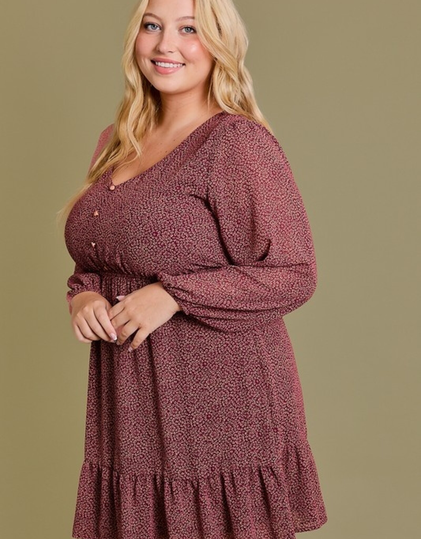 HUSH PHOENIX 3/4 sleeve ditsy print dress