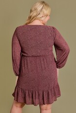 HUSH PHOENIX 3/4 sleeve ditsy print dress
