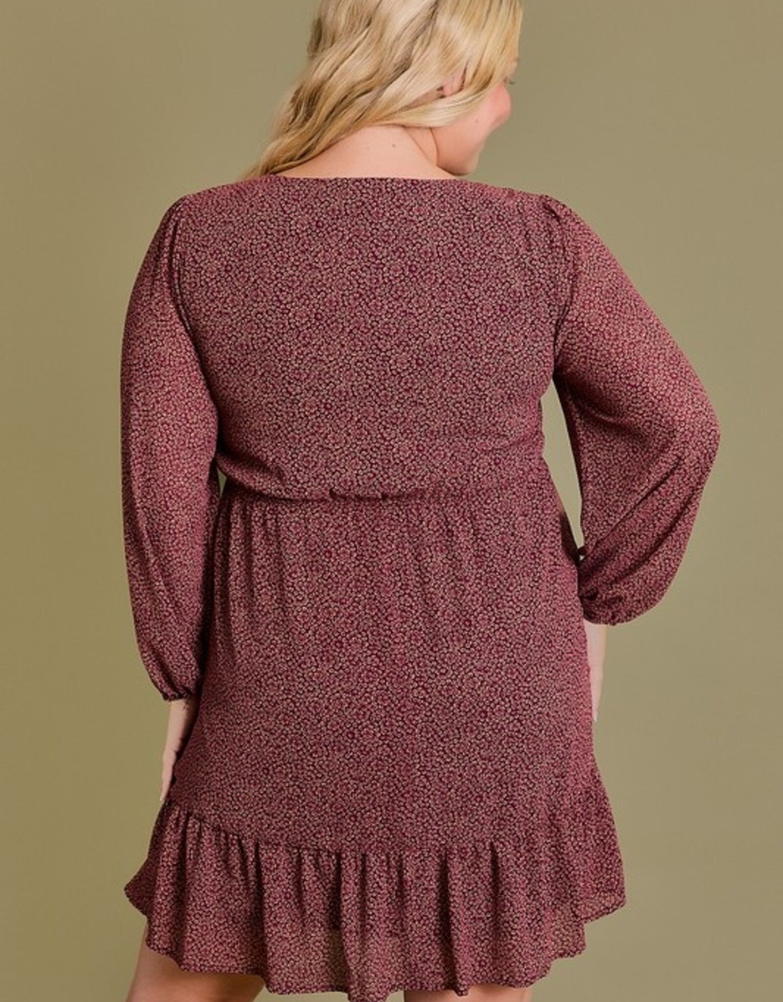 HUSH PHOENIX 3/4 sleeve ditsy print dress