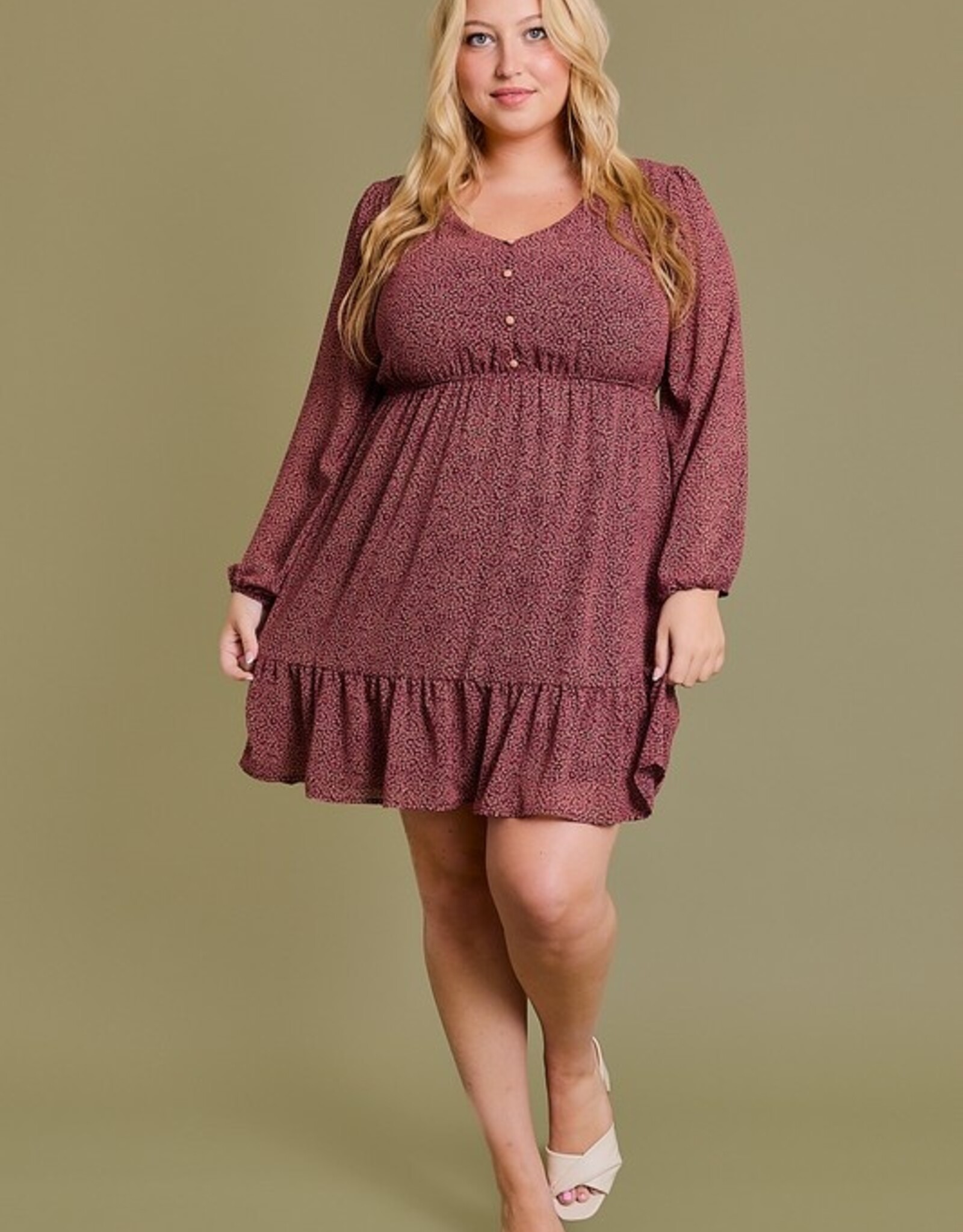 HUSH PHOENIX 3/4 sleeve ditsy print dress