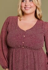 HUSH PHOENIX 3/4 sleeve ditsy print dress