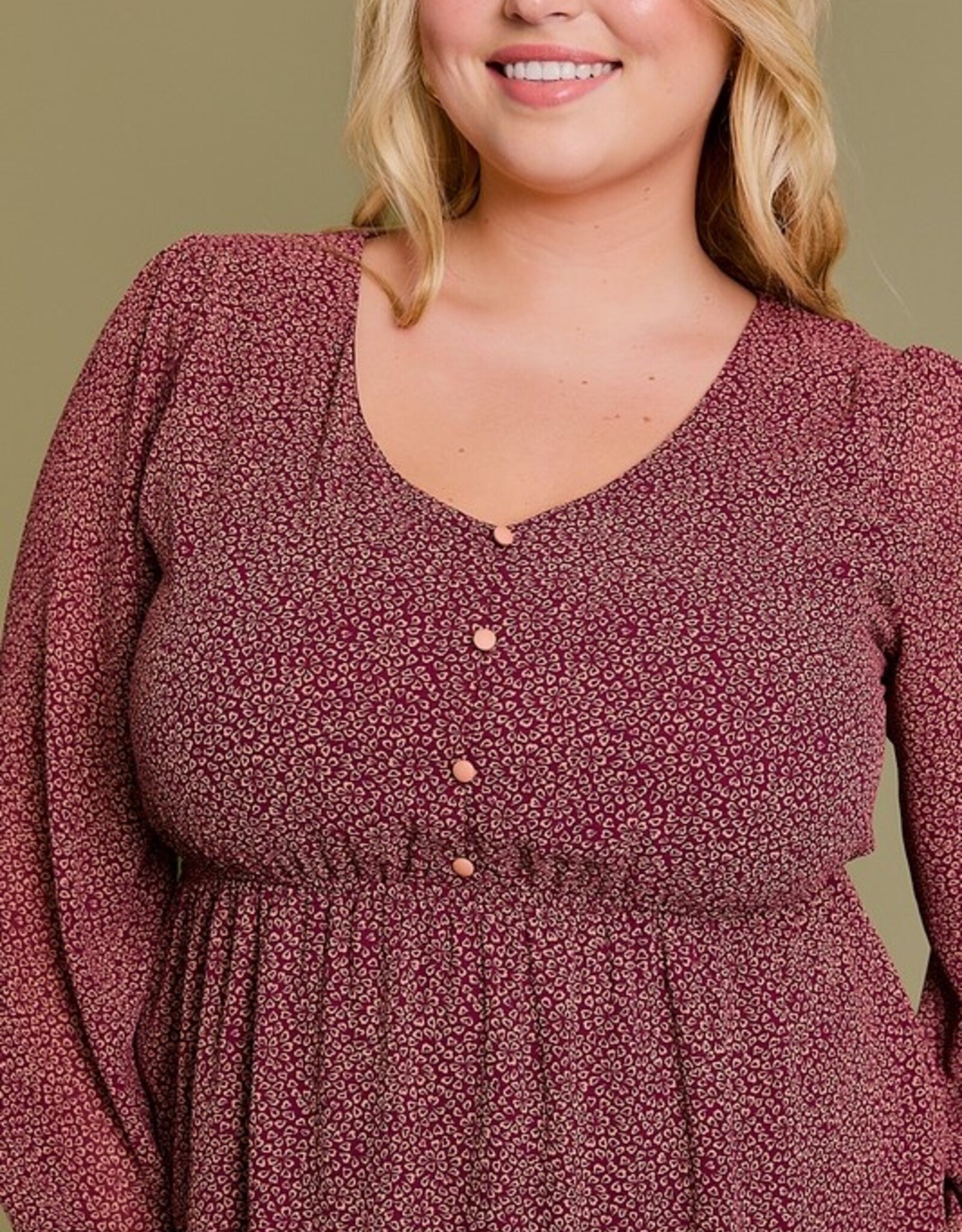 HUSH PHOENIX 3/4 sleeve ditsy print dress