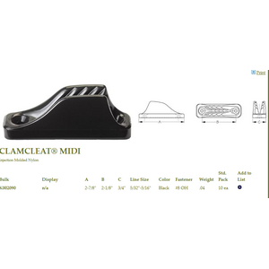 Sealect Designs Sealect Designs CLAMCLEAT MIDI NYLON - Each