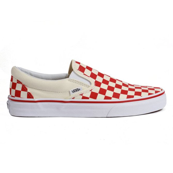 red checkerboard slip on vans outfit