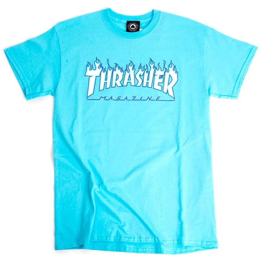 red and blue thrasher shirt