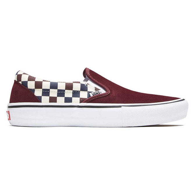 checkered burgundy vans