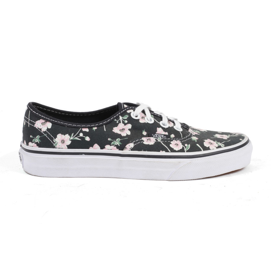 blue vans with white flowers