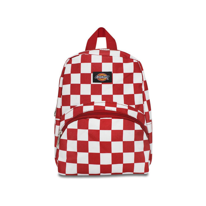 red and white checkered backpack