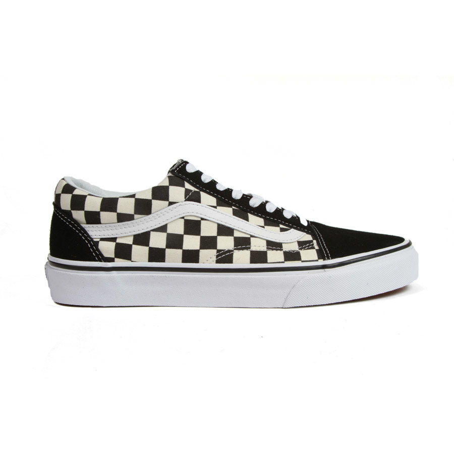 vans black and white checkered lace up sneakers