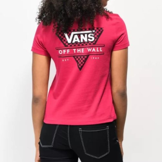 Download Vans Women T Shirt Tri Check Cerise Identity Boardshop